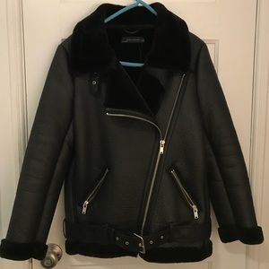Faux Sherling Biker Jacket